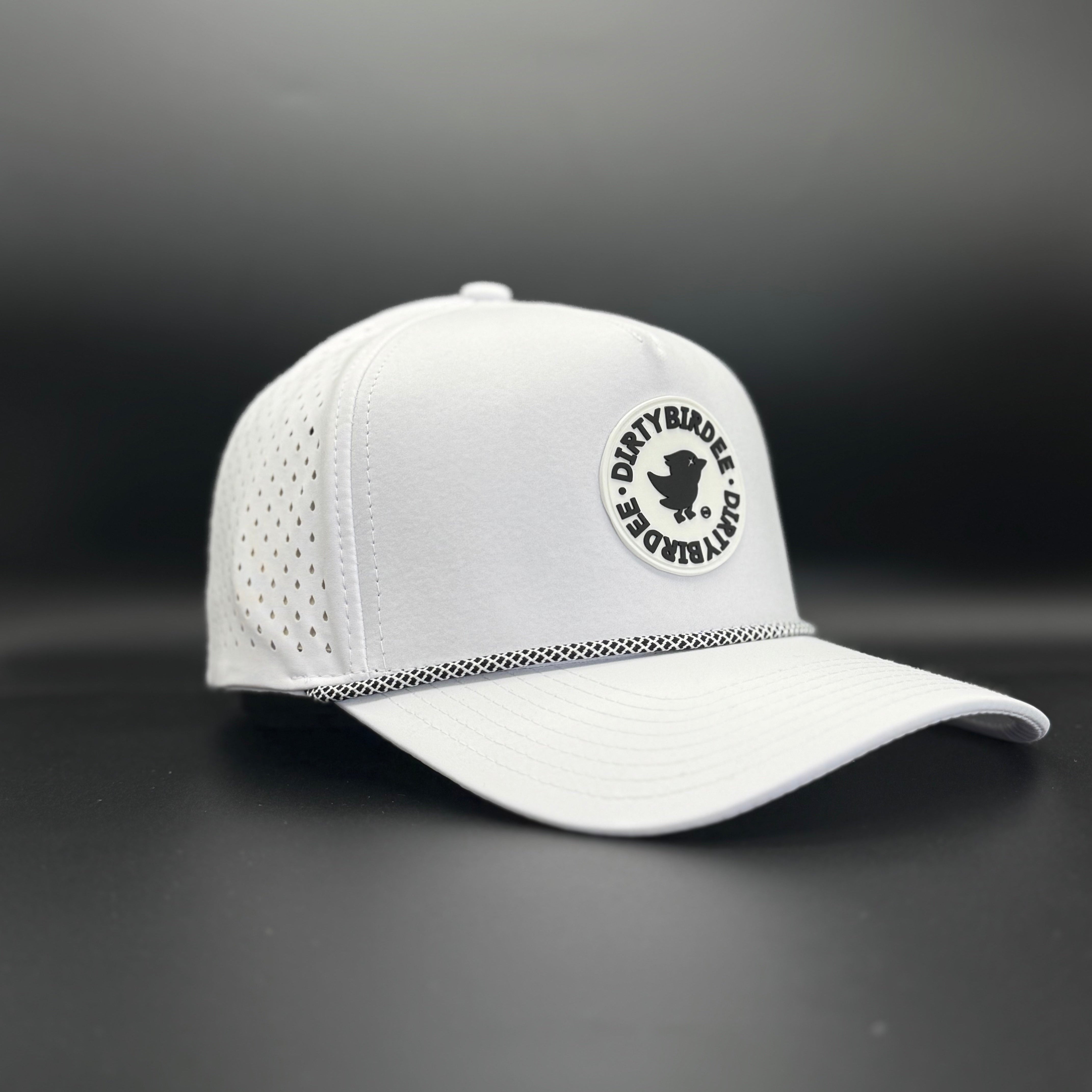 Dirty Birdee Performance Golf Hat - White - 5-Panel Hat