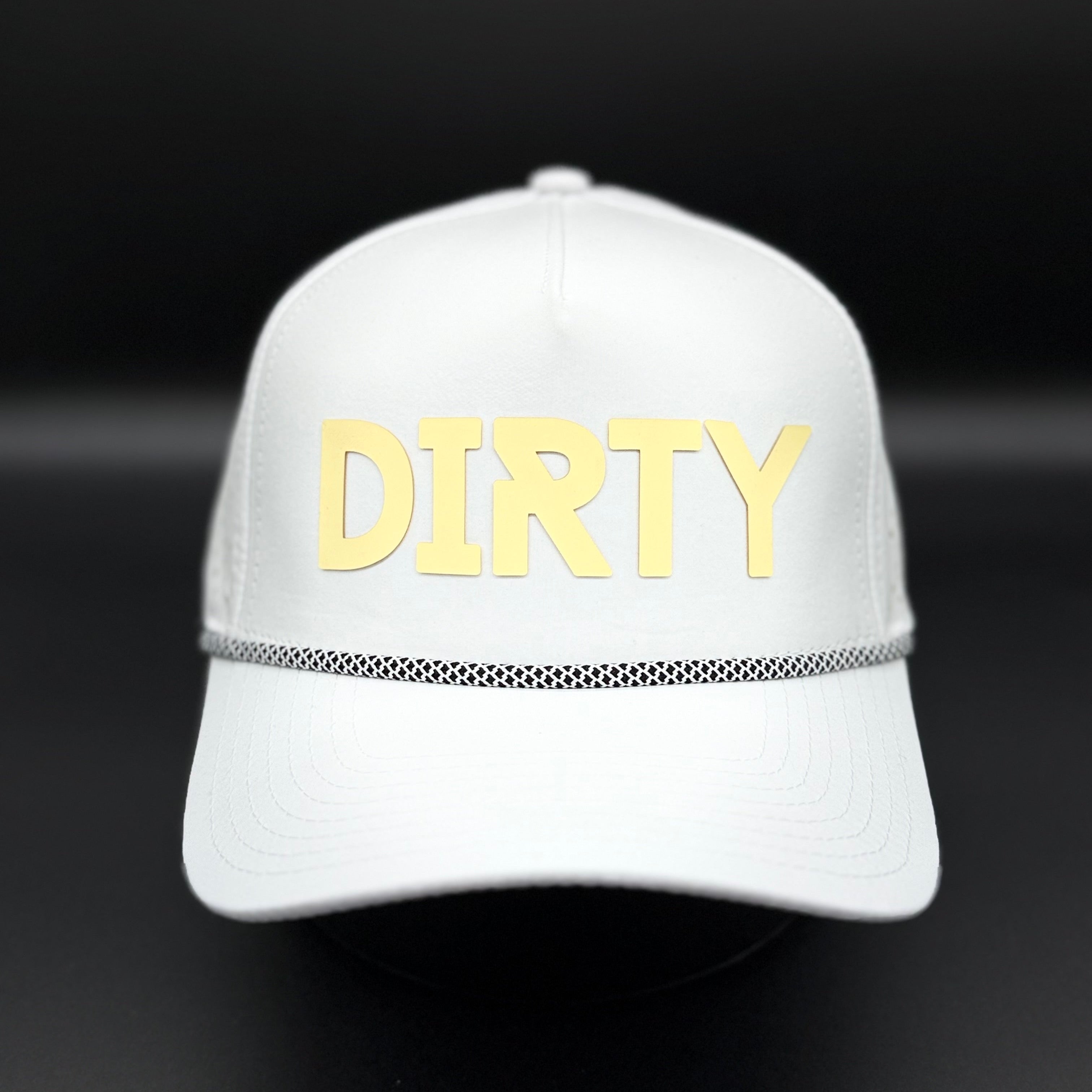 Dirty Birdee Performance Golf Hat - White/Gold - 5-Panel Hat - 