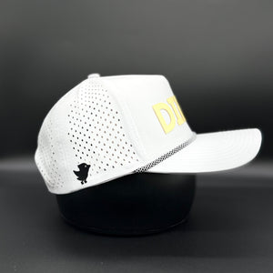 Dirty Birdee Performance Golf Hat - White/Gold - 5-Panel Hat - 