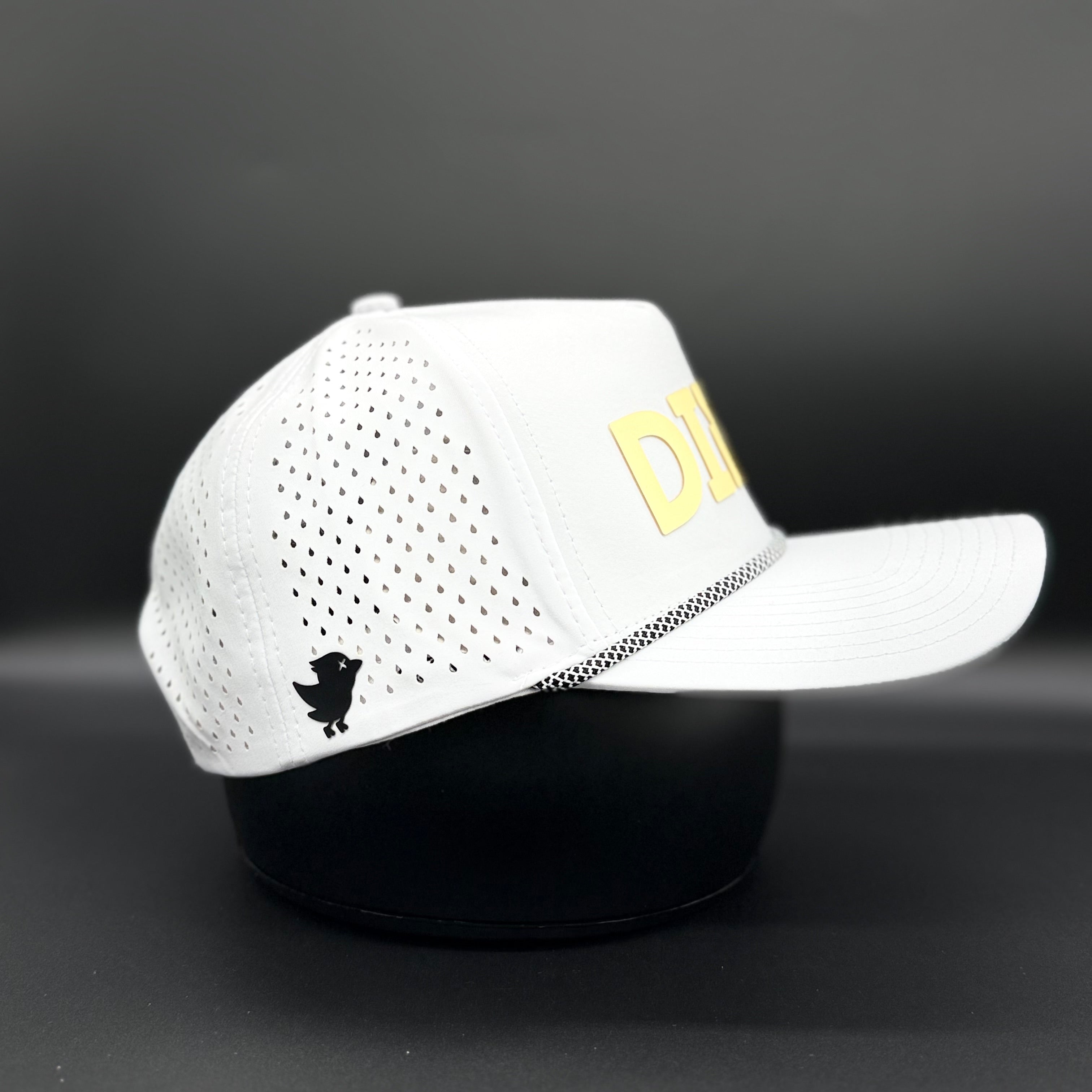 Dirty Birdee Performance Golf Hat - White/Gold - 5-Panel Hat - 
